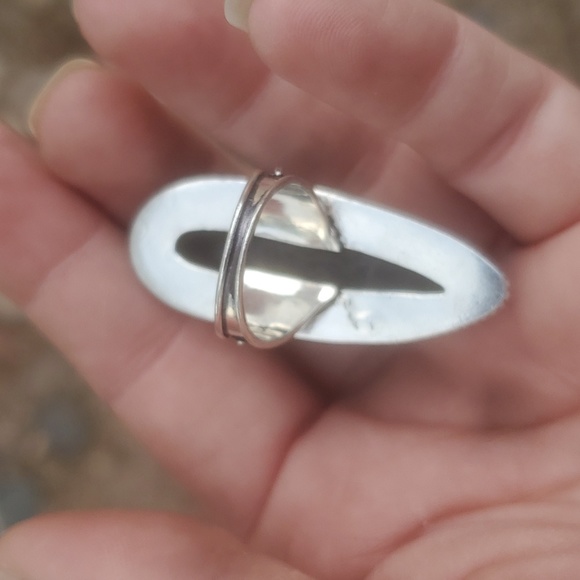 New Oversized Orthoceras Fossil Antique Design 925 Silver Statement Ring. - Picture 9 of 11